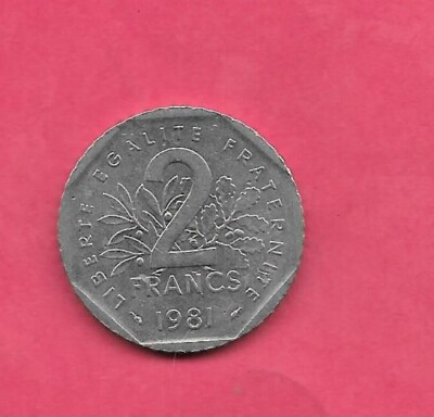 #ad #ad FRANCE FRENCH KM942.1 1981 XF SUPER FINE CIRCULATED PRE EURO OLD 2 FRANC COIN $1.25