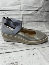 Vionic Blue Metallic Ellery Mary Janes Elastic Straps Orthopedic Insole 6.5