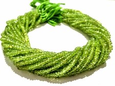 Peridot Stone Beads Rondelle Faceted 3-3.40mm Gemstone Beads 13"Inch 1 Strands