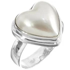 5/8" Heart South Sea White Mabe Pearl 925 Sterling Silver Ring