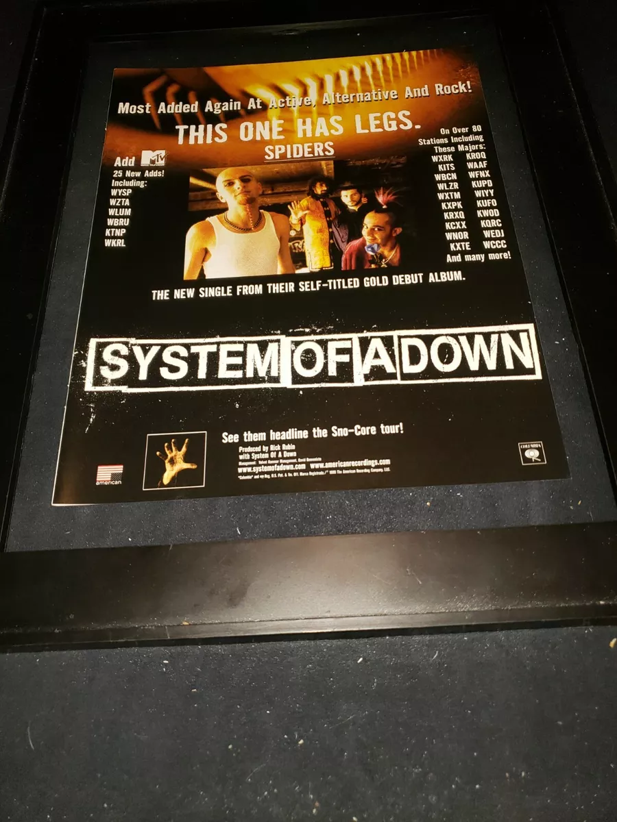 System Of A Down Spiders Rare Original Radio Promo Poster Ad Framed!