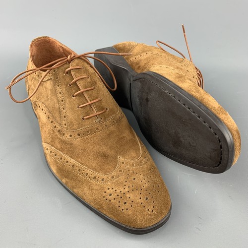 RALPH LAUREN Size US 8 Brown Perforated Suede Wingtip Lace-Up Shoes - Picture 3 of 9