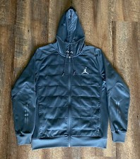 Jordan Jumpman Quilted Tech Therma Fit Full Zip Hoodie Gray Men  s Medium