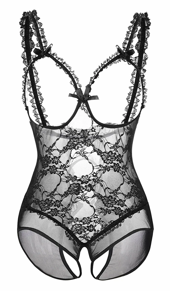 Womens Sexy Lingerie Sleepwear Lace Mesh Underwear Babydoll Nightwear Plus Size - Image 4 of 4