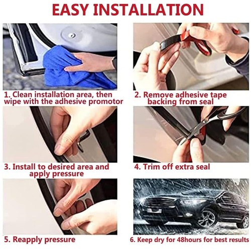 Door Seal Strip Kit Rubber Weather Draft Wind Noise Reduction For Tesla model Y - Picture 4 of 10