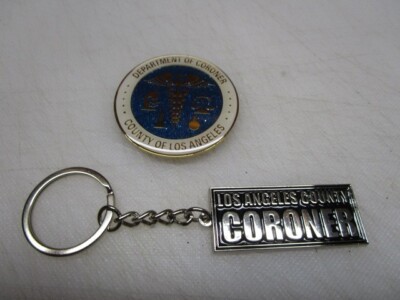 LOS ANGELES COUNTY CORONER FRIDGE MAGNET & KEY CHAIN FOB NEW