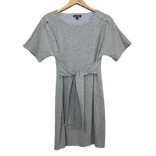 Express Women's Gray Jersey Lined Short Sleeve Wrap Belt Shift Dress Size Small