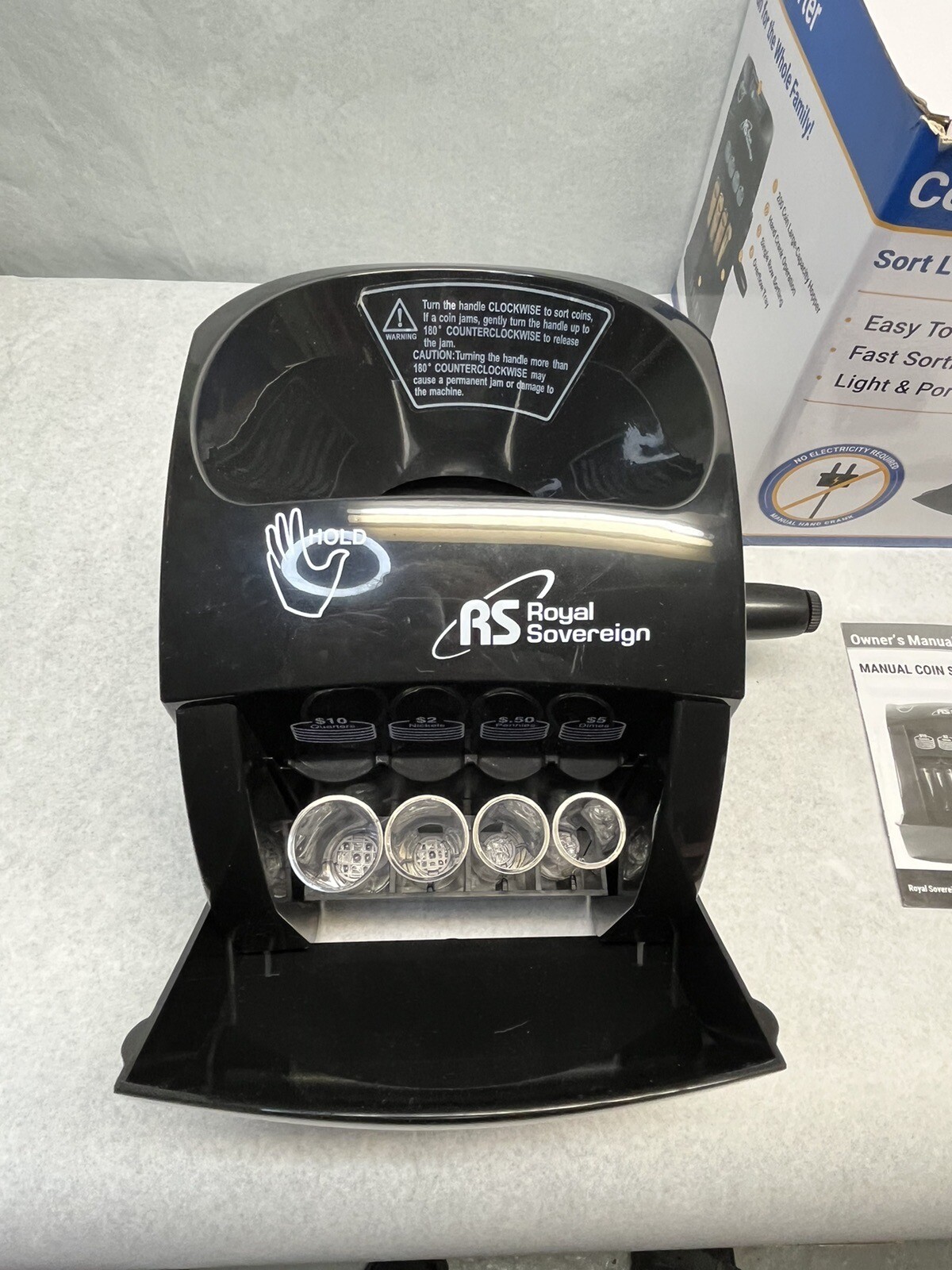 Royal Sovereign Hand Crank Coin Sorter QS1 With Manual In Box For