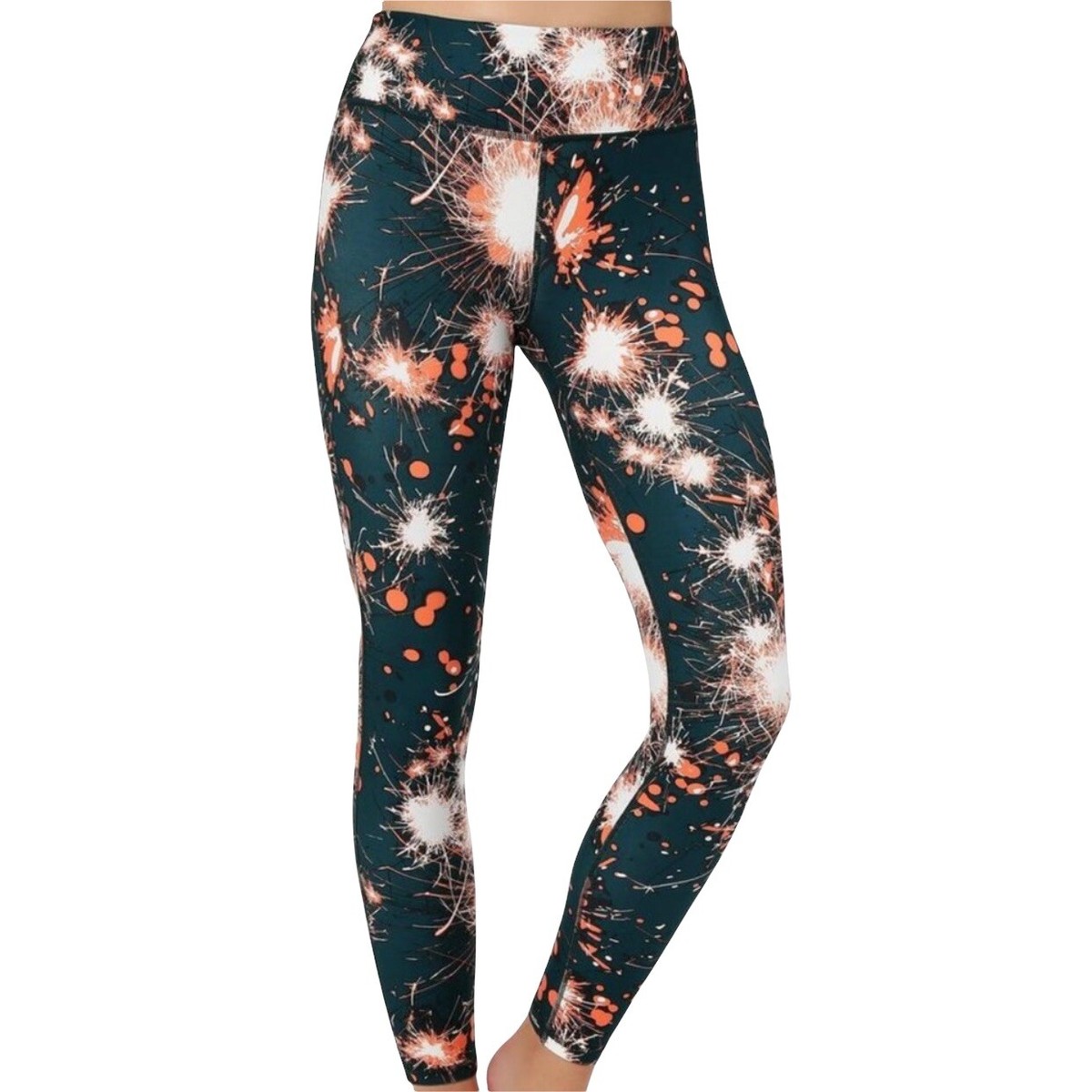 SWEATY BETTY Women Full Length Fireworks Workout Sport Leggings Black/blue