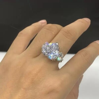 6 ct Created Heart Cut Diamond Three-Stone Engagement Ring 14K White Gold Plated