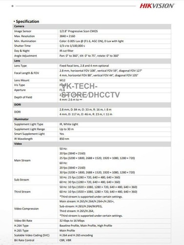 Hikvision 4k 8MP Acusense luce stroboscopica e avviso acustico fotocamera luce ibrida intelligente - Foto 4 di 11