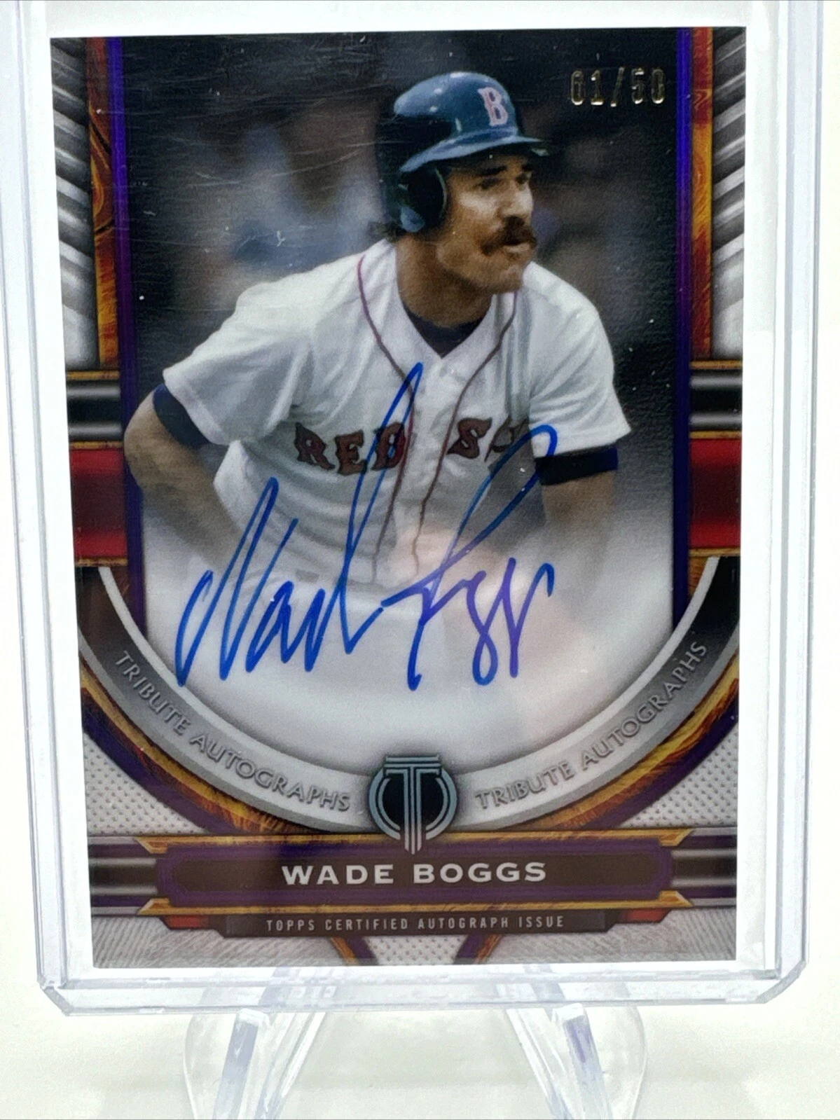 2023 Topps Tribute Purple Refractor Auto /50 Wade Boggs #TA-WBO