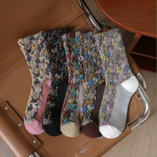 5 Pairs/Set Floral Socks Spring Winter Ladies Flower Warm Cotton Socks Gift