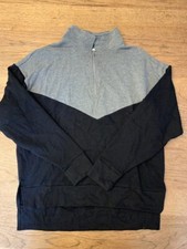 PINK Victoria s Secret Black Gray LARGE Lightweight Quarter Zip Sweatshirt VS