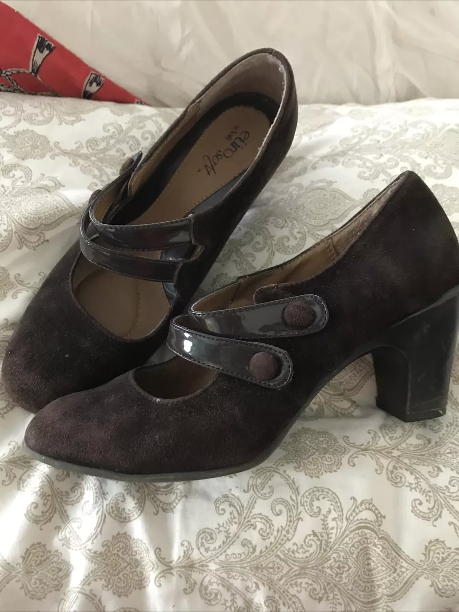 Sofft Eurosoft brown suede Heels Mary Janes 7B