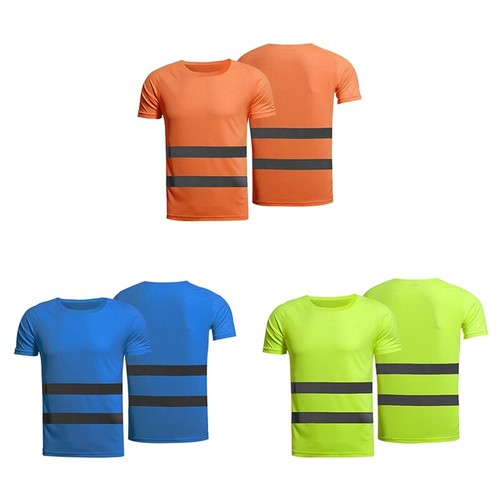 Hi Vis ANSI Class 2 Reflective Safety Work Short Sleeve T-Shirts High ...