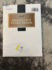 Hanes Absolutely Ultra Sheer Control Top Sandal foot Size D Pantyhose Jet Black-