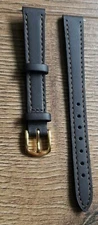 12mm VINTAGE REAL CALF LEATHER APOLLO BROWN WATCH STRAP, GOLD BUCKLE, NOS..