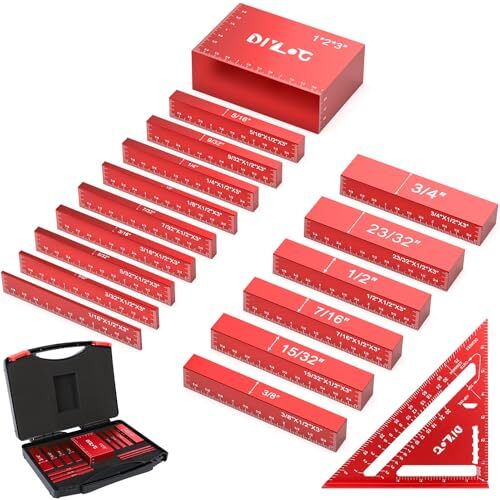 16-Piece Woodworking Setup Blocks & Height Gauge Set for Precision Work