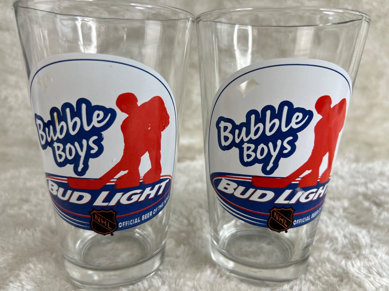Pair of 2 Bud Light Bubble Boys Hockey Pint Glass NHL eBay