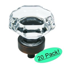 20 Pack Cosmas 5268ORB-C Oil Rubbed Bronze Clear Glass Cabinet Knob