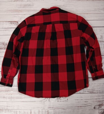 Smith's Workwear Shirt Men's Large Red/black Plaid Button-Down