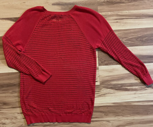Express Damen Langarm Fischernetz Top rot durchsichtig Netz Small Petite - Bild 3 von 5