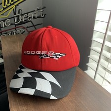 Vintage 90s Dodge Motorsports Checkered Snapback Hat Made in USA Red Different