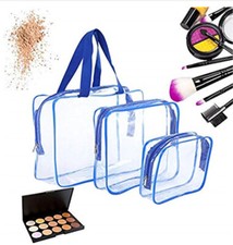 3pcs Travel Toiletry Bag Clear Carry-On Zipper Pouch Cosmetics,Containers GIFTS 