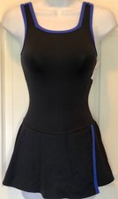 GK FIGURE SKATE ADULT X-SMALL BLACK MICROFIBER SQUARE NECK SLVLS DRESS AXS NWT 