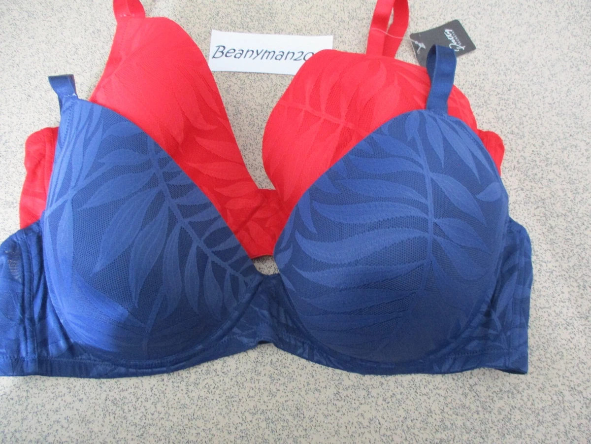 Pretty Secrets Under-Wired Red & Navy Plunge Bra Size 42E (2pk) Brand New.