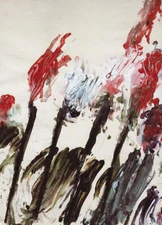 Oil painting Cy-Twombly-Nicola's-Irises impression still life nice flowers art