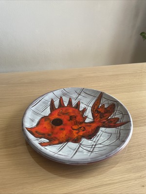 Schale Teller - Vintage - Monique Brunner - ca. 60er Jahre - Fisch Dekor
