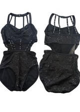 Balera Black Stretch Diamond Sequin Team Performance Dance Suit Size MA