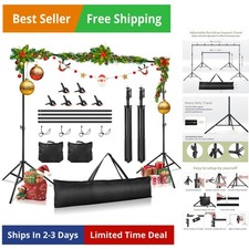 Backdrop Stand 10x7ftWxH Photo Studio Adjustable Backdrop Stand Kit Photograp...