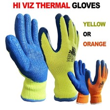 Hi Viz / Vis Thermal Insulated Winter Work Gloves Builders Mens Cold Freezer