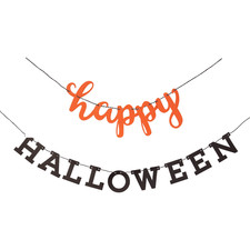 Happy Halloween Banner Garland 7ft Hanging Party Decor Black Orange Sign