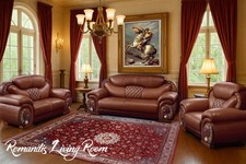 SALE Royal Luxury 3PC Sofa Set Chocolate Brown Traditional Leather Living Room
