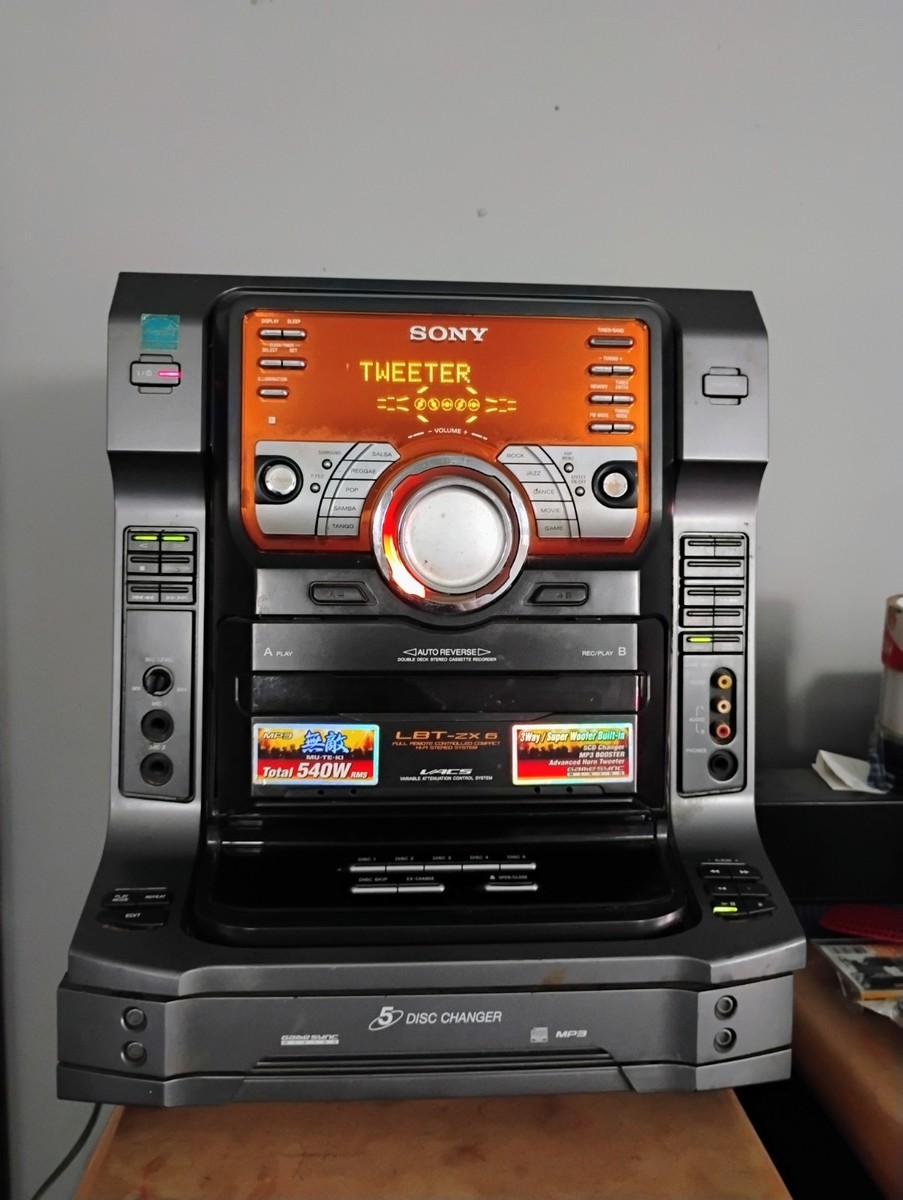 Sony LBT-ZX6 5 Disc CD Changer MP3 Cassette Stereo System Black