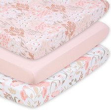 3 Pack and Play Crib Sheets Fitted - Universal Pack N Play Sheets for Pack and P