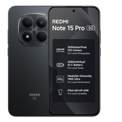 REDMI Note 15 Pro 5G ( Black, 8GB+128GB) Dimensity 7400-Ultra Global Version