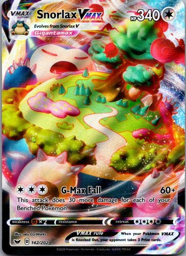Snorlax VMAX Holo Ultra Rare SWSH01: Sword & Shield Base Set 142/202 NM