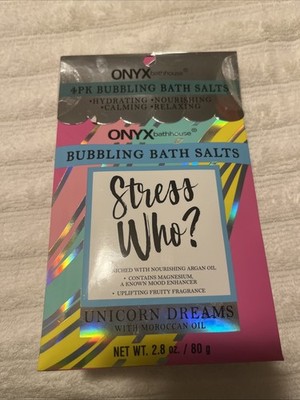 Onyx Bathhouse Bubbling Bath Salts 4 Pack Unicorn Dreams Mermaid Beach Champagne
