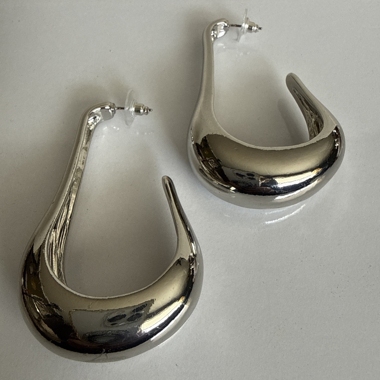 Elongated Silver Statement Earrings ￼ - image 9