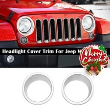 Chrome ABS HeadLight Lamp Cover Ring Trim Set a Pair Fit 07-16 Wrangler JK