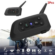 Motorcycle Intercom Helmet Waterproof Music Player Interphone Bluetooth Headset