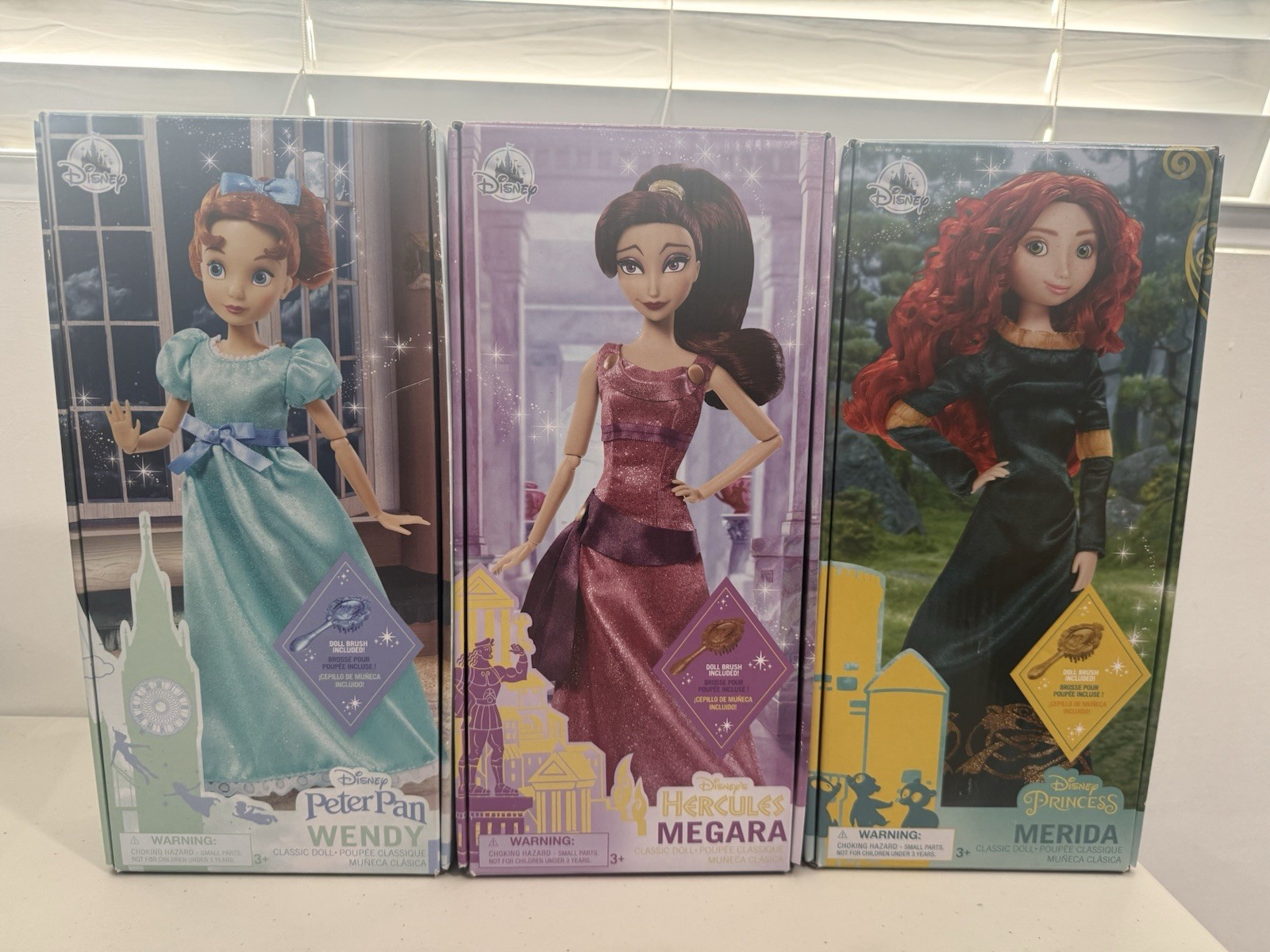 Disney Store Princess Doll Lot Merida Megara Wendy NEW Sealed Gift Set