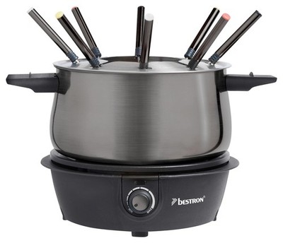 Bestron AFD700T Fondue-Set 1500W für 8 Personen, titangrau, Thermostat