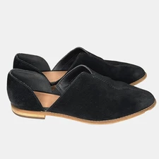 Frye And Co Shoes Womens Size 7.5 Black Suede D'Orsay Flats Slip On Pointed Toe