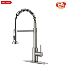 Kitchen Faucets, Brushed Nickel Kitchen Sink Faucet with Pull Down Sprayer, C...